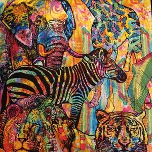 Handmade Colorful Animal Scene Chair Throw with Pillows Set